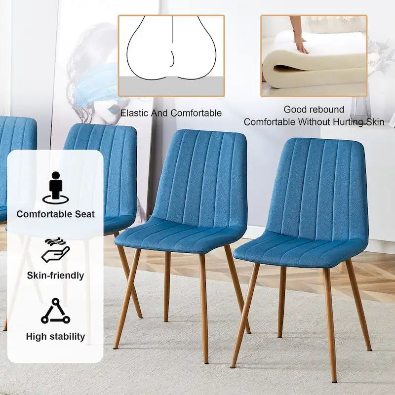 Chaise d'appoint en lin et pieds en métal (Lot de 4)