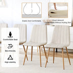 Chaise d'appoint en lin et pieds en métal (Lot de 4)