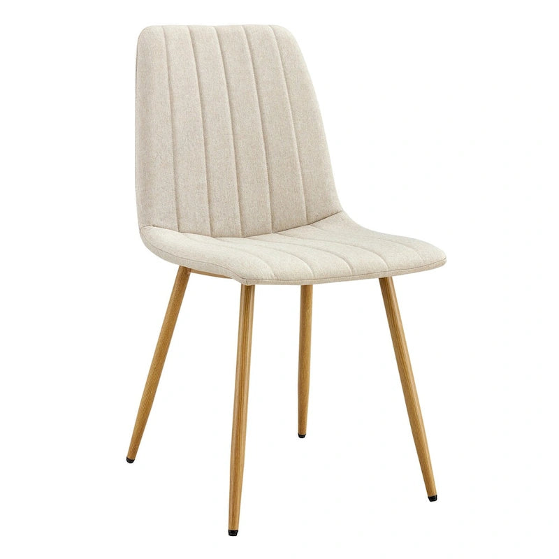 Chaise d'appoint en lin et pieds en métal (Lot de 4)
