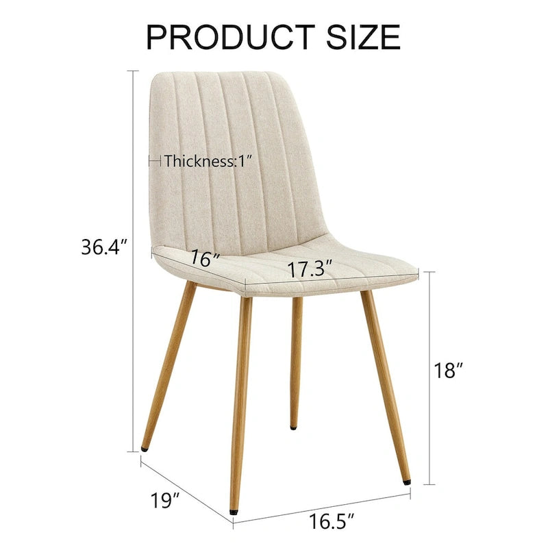 Chaise d'appoint en lin et pieds en métal (Lot de 4)