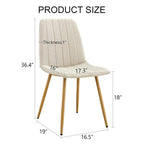 Chaise d'appoint en lin et pieds en métal (Lot de 4)