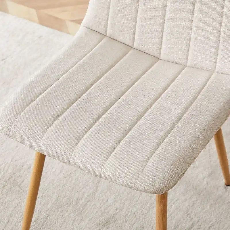 Chaise d'appoint en lin et pieds en métal (Lot de 4)