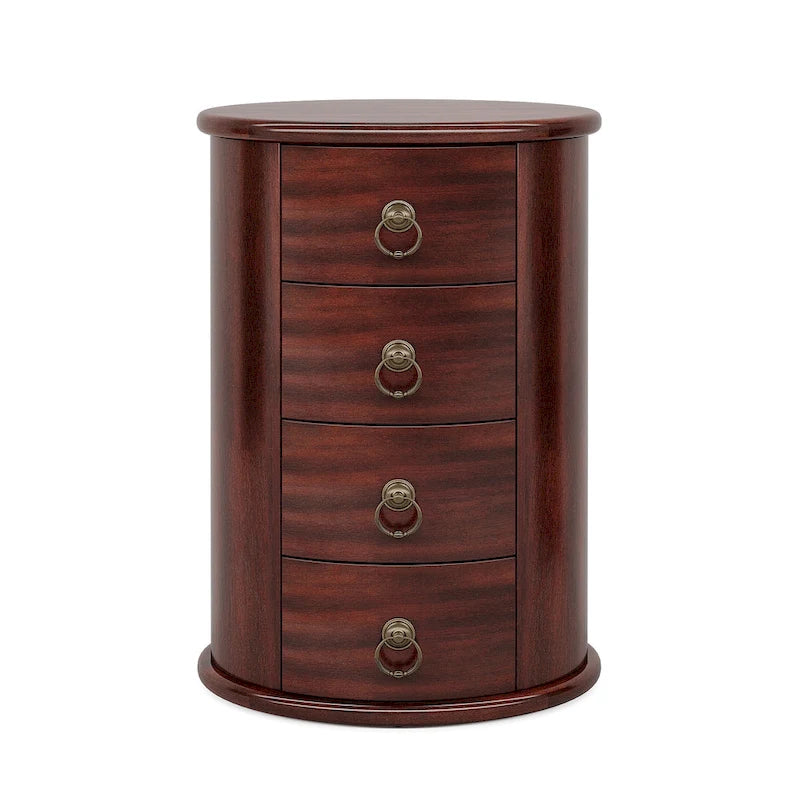 Table d'appoint ronde en bois massif, sans assemblage, avec tiroirs, style vintage