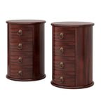 Table d'appoint ronde en bois massif, sans assemblage, avec tiroirs, style vintage